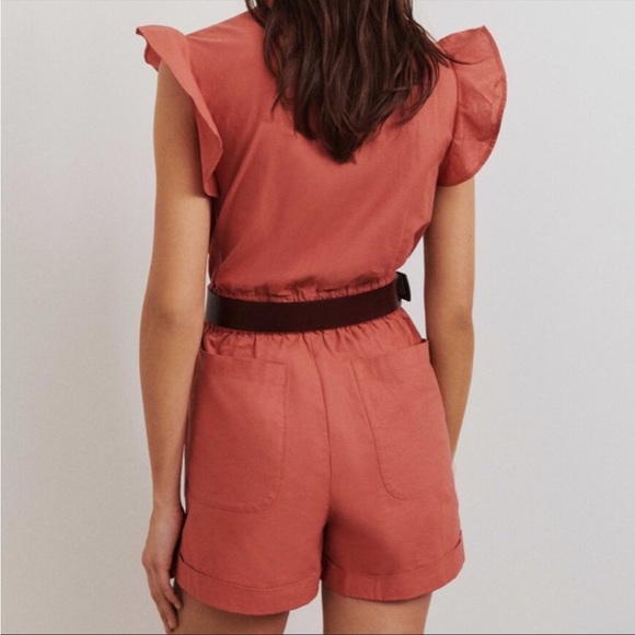 Ba&sh coral Cecile ruffle sleeve  romper - Picture 3 of 7
